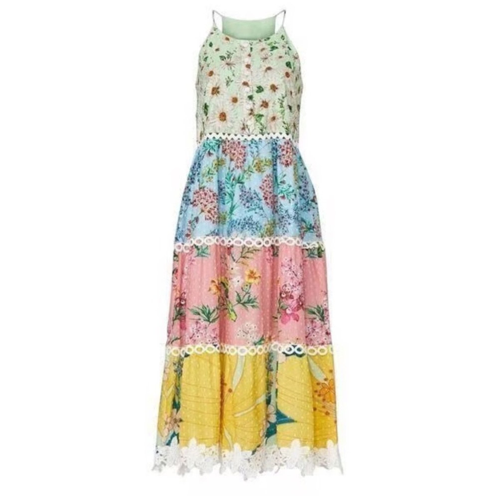 Farm Rio Mixed Floral Halter Dress